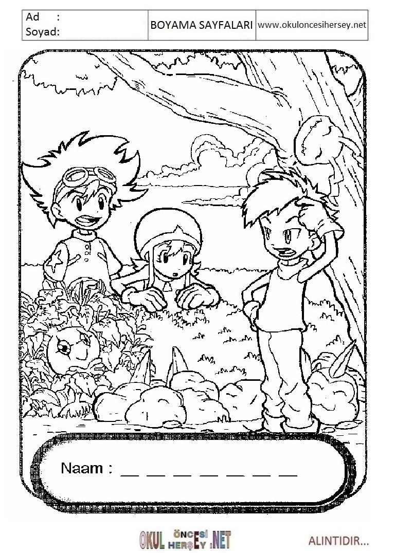 Çocuklar İçin Digimon Boyama Sayfaları 