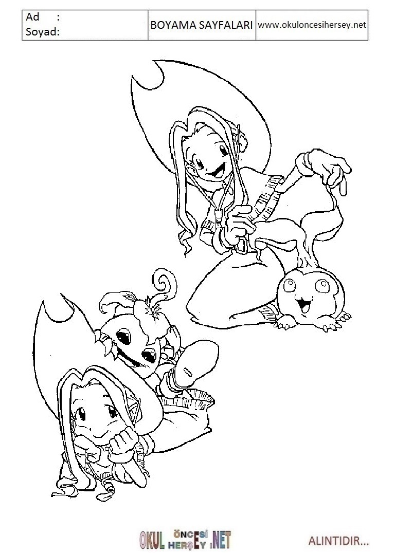 Çocuklar İçin Digimon Boyama Sayfaları 
