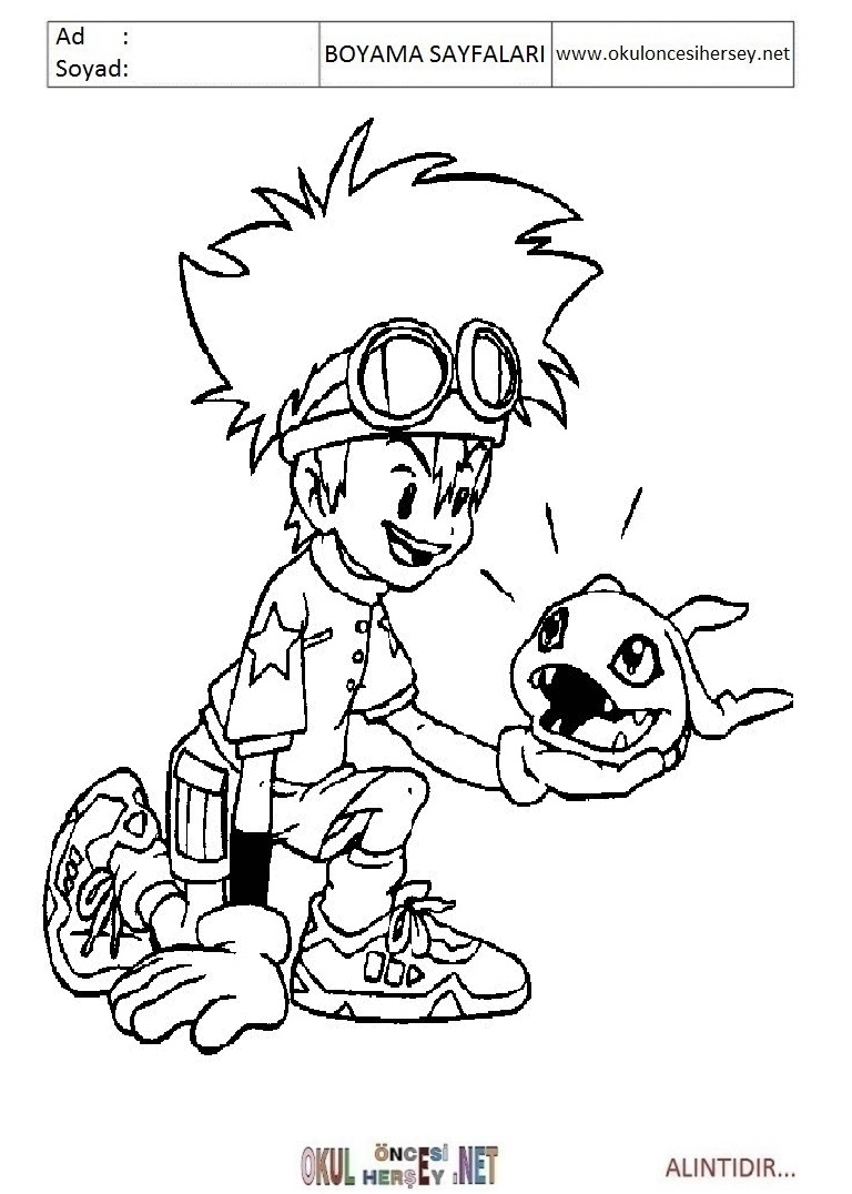 Çocuklar İçin Digimon Boyama Sayfaları 