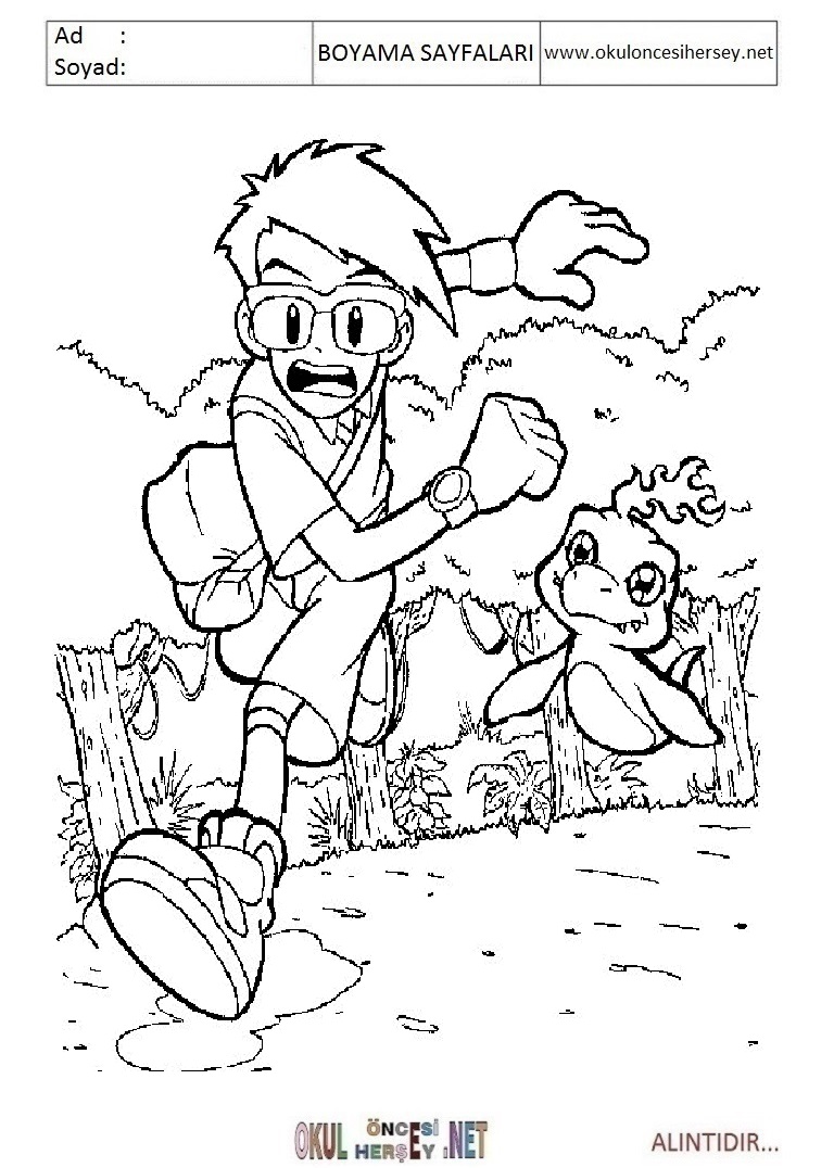 Çocuklar İçin Digimon Boyama Sayfaları 