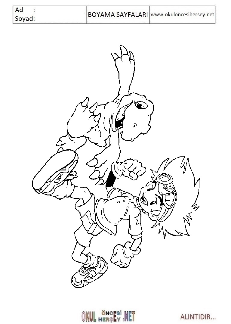 Çocuklar İçin Digimon Boyama Sayfaları 