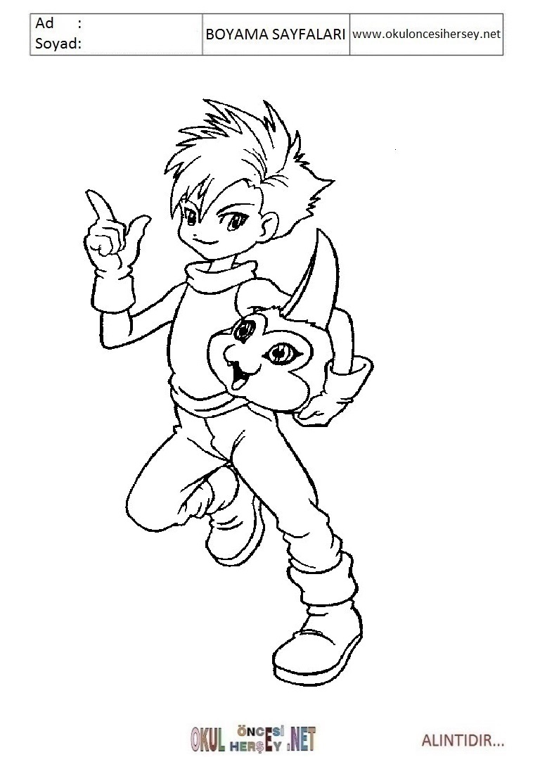 Çocuklar İçin Digimon Boyama Sayfaları 