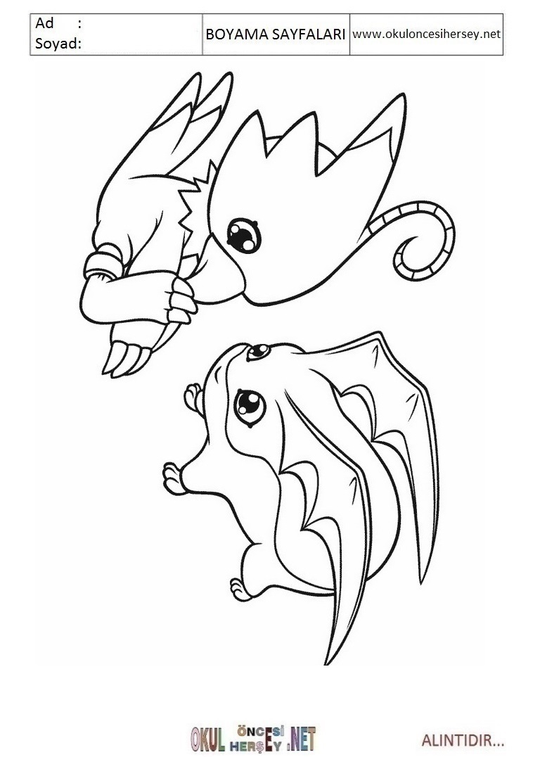 Çocuklar İçin Digimon Boyama Sayfaları 