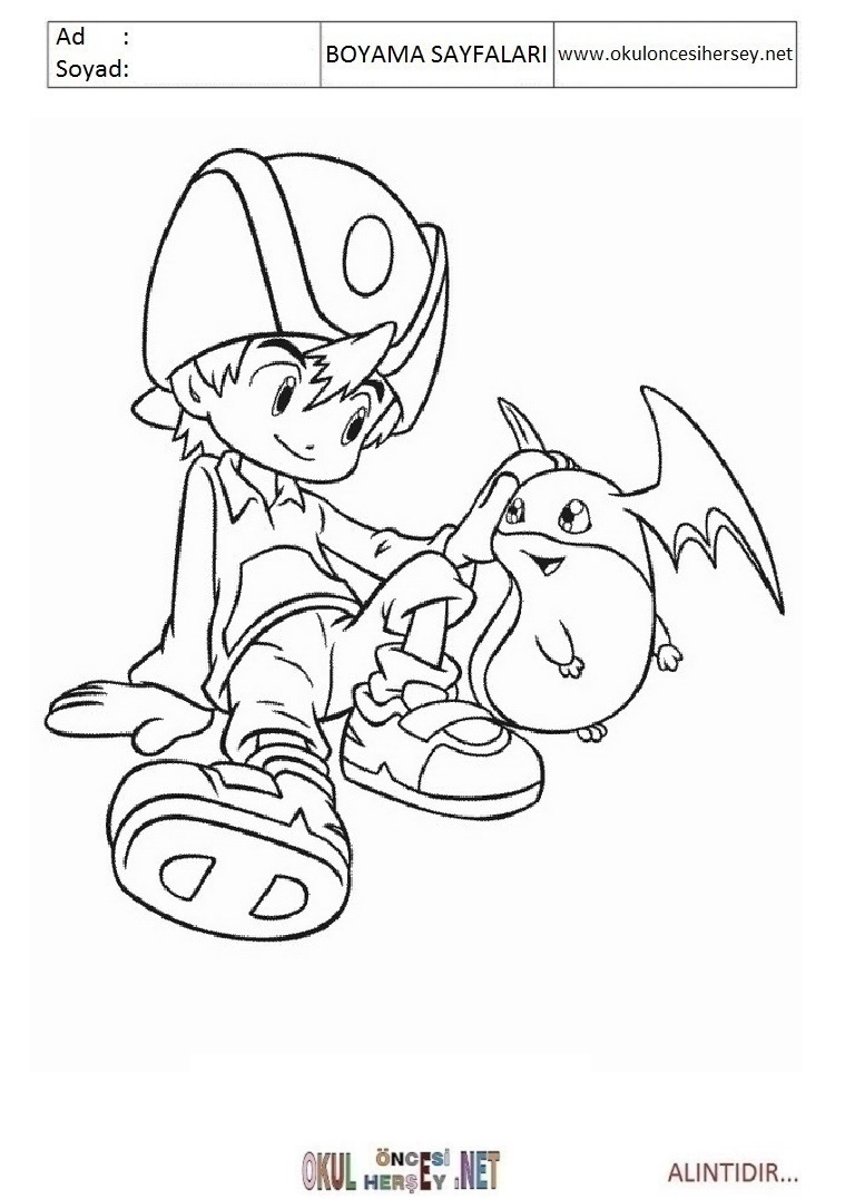 Çocuklar İçin Digimon Boyama Sayfaları 