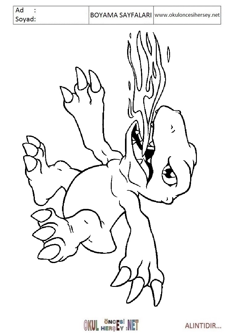 Çocuklar İçin Digimon Boyama Sayfaları 