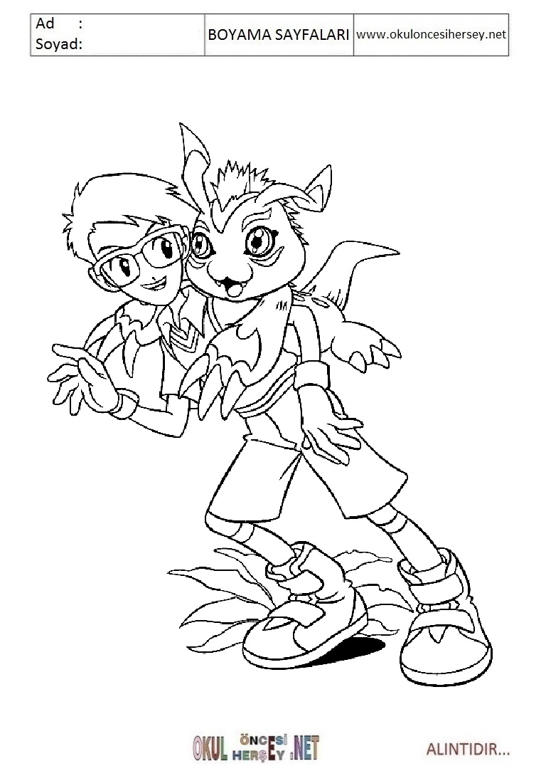 Çocuklar İçin Digimon Boyama Sayfaları 