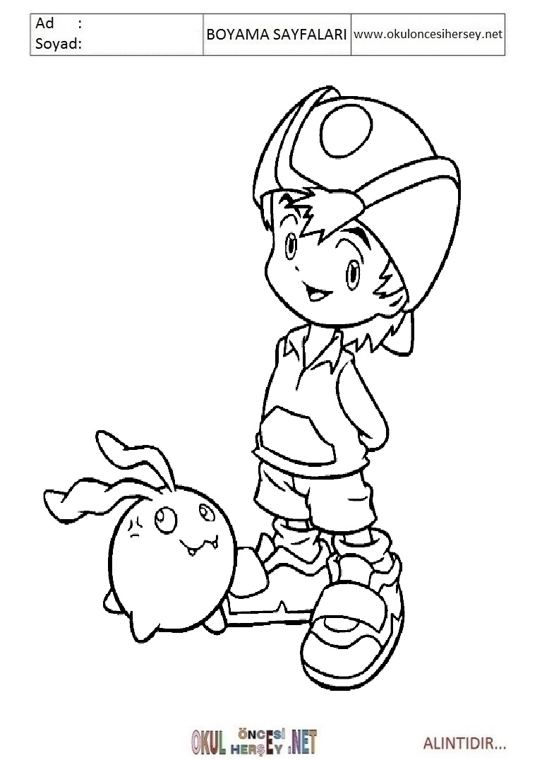 Çocuklar İçin Digimon Boyama Sayfaları 