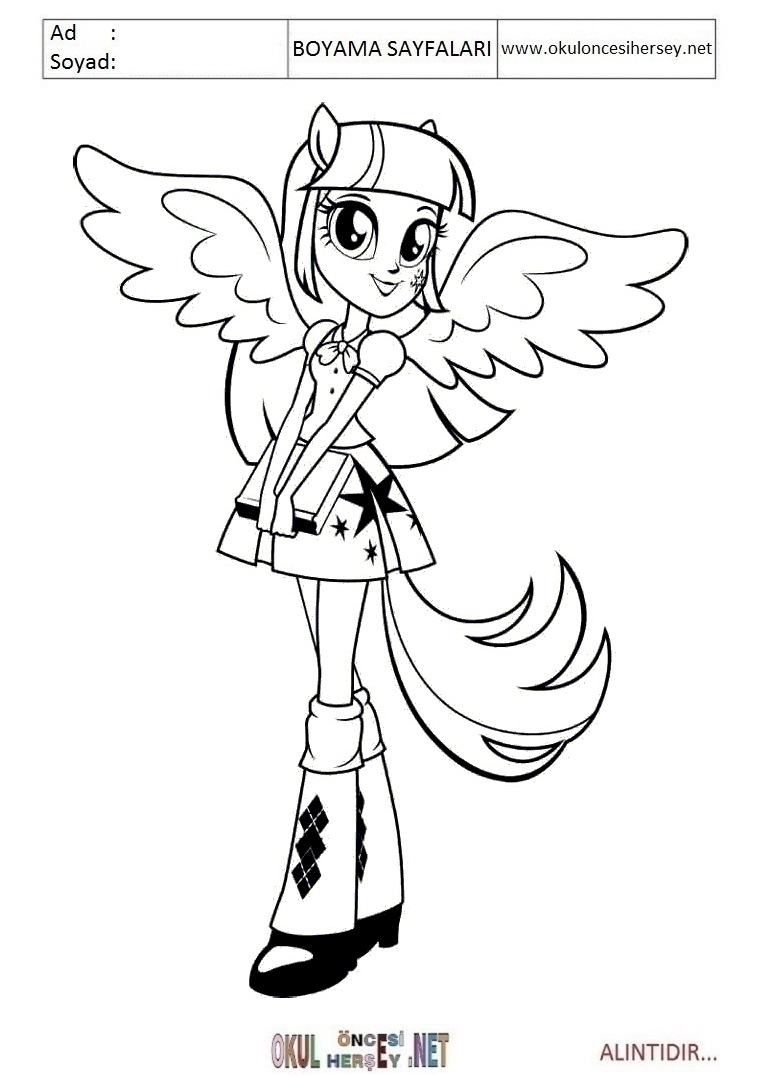 Çocuklar İçin Equestria Girls Boyama Sayfaları 