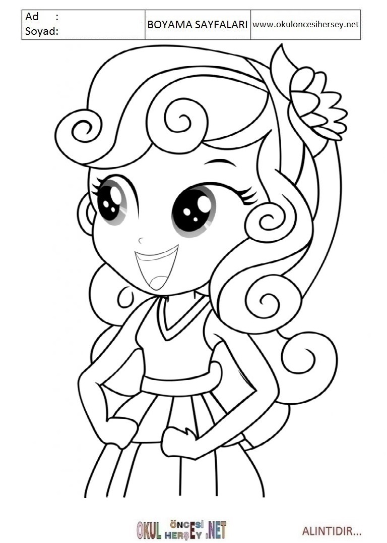 Çocuklar İçin Equestria Girls Boyama Sayfaları 