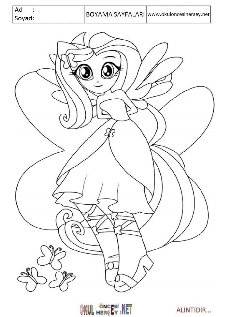 Çocuklar İçin Equestria Girls Boyama Sayfaları 