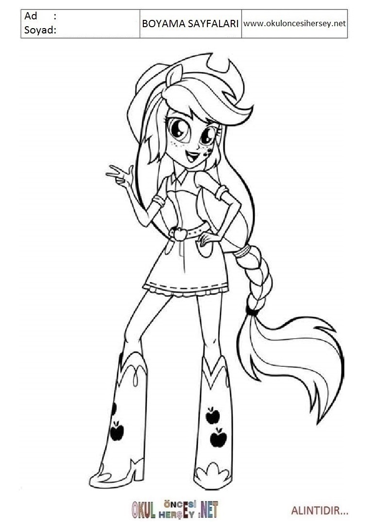 Çocuklar İçin Equestria Girls Boyama Sayfaları 