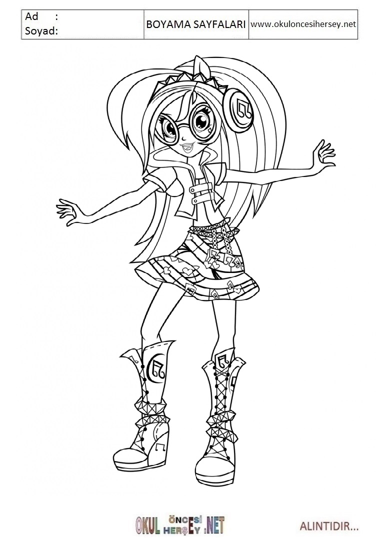 Çocuklar İçin Equestria Girls Boyama Sayfaları 