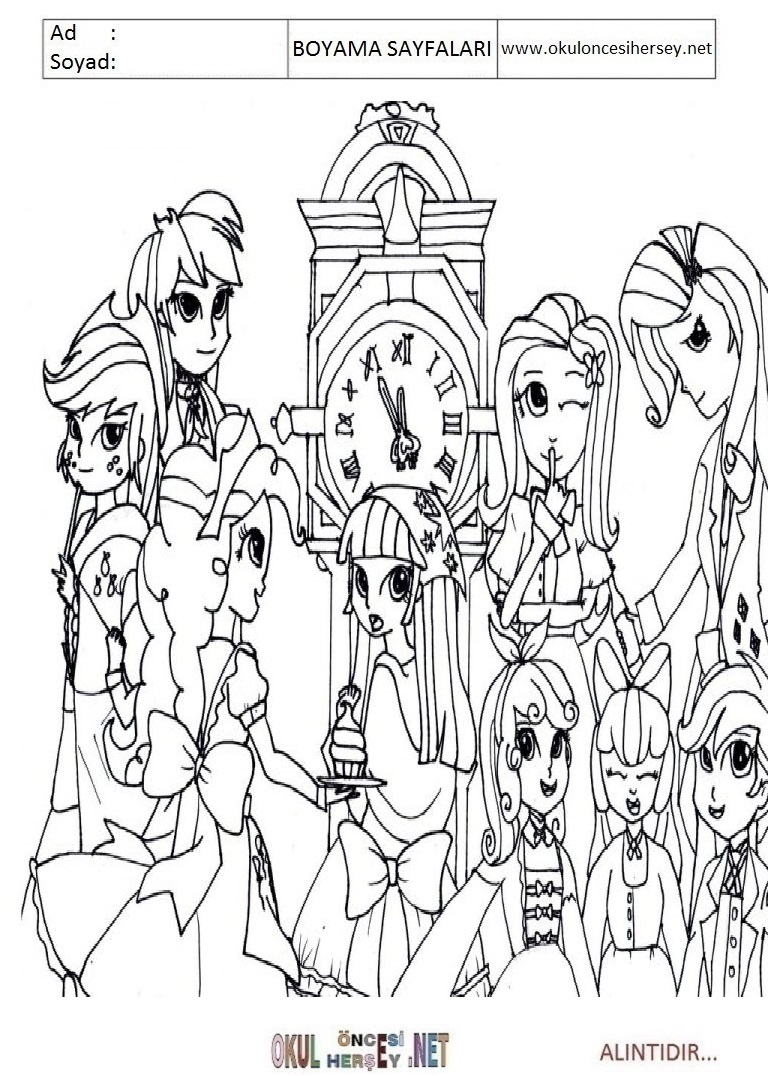 Çocuklar İçin Equestria Girls Boyama Sayfaları 