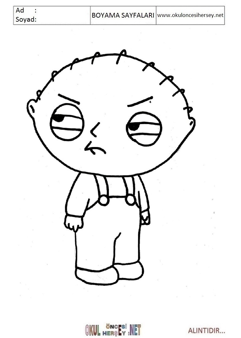 Çocuklar İçin Family Guy Boyama Sayfaları 