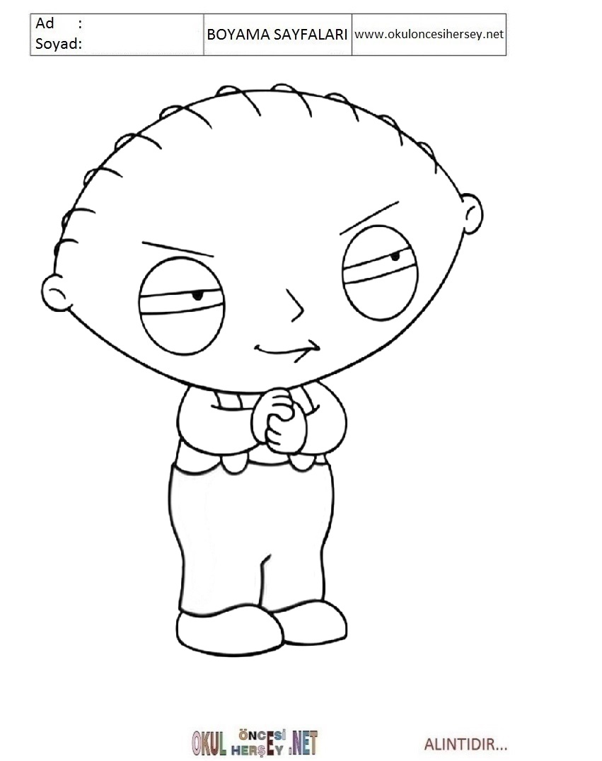Çocuklar İçin Family Guy Boyama Sayfaları 