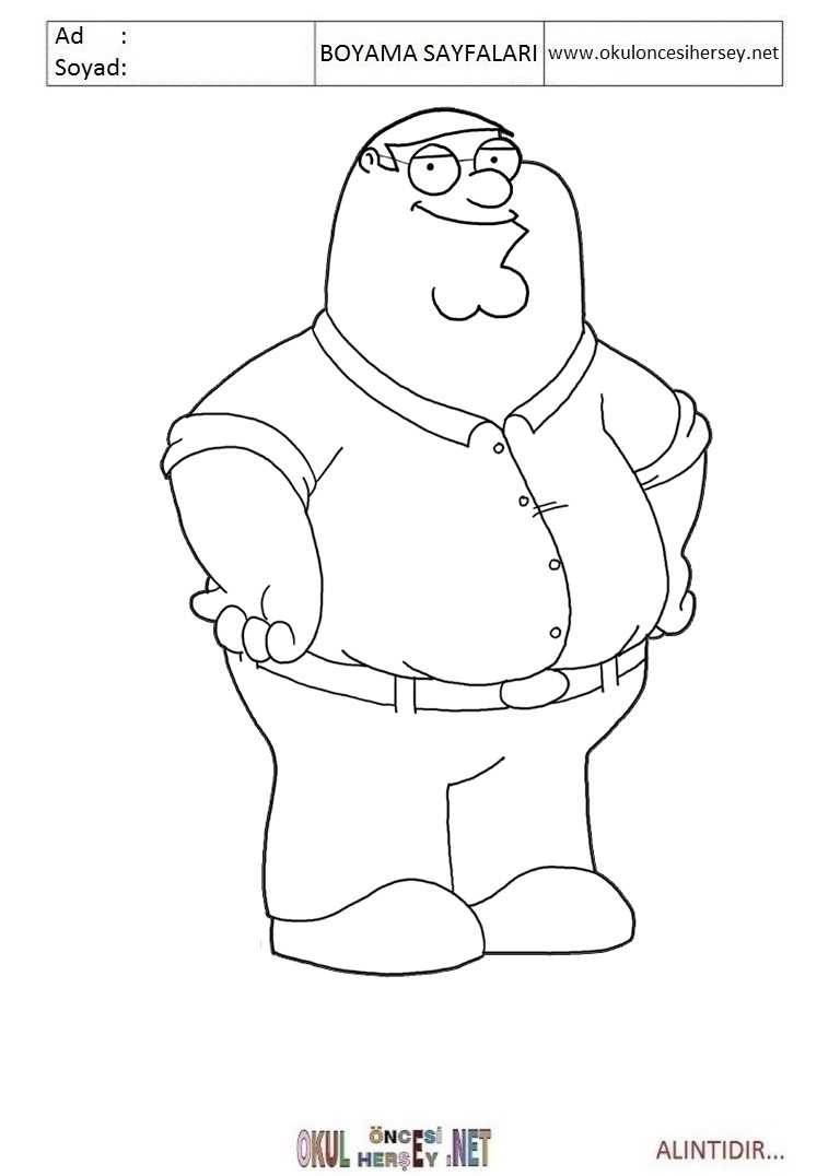 Çocuklar İçin Family Guy Boyama Sayfaları 
