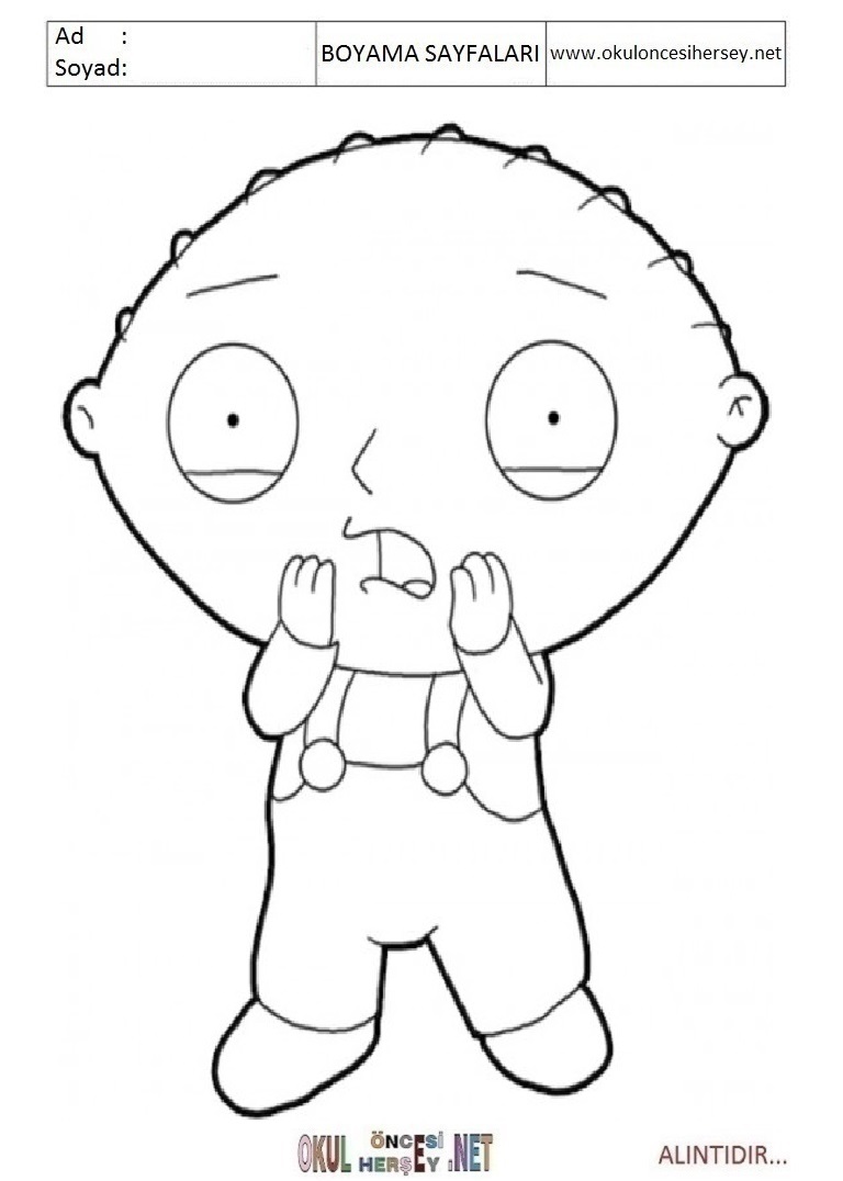 Çocuklar İçin Family Guy Boyama Sayfaları 