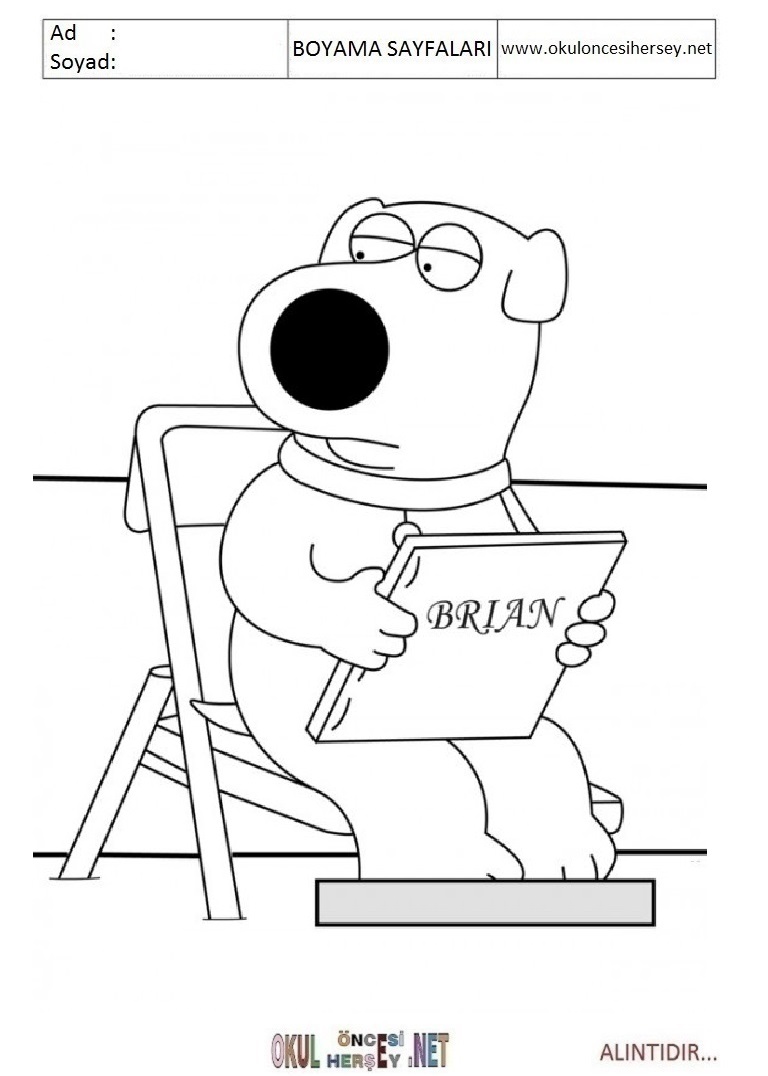 Çocuklar İçin Family Guy Boyama Sayfaları 