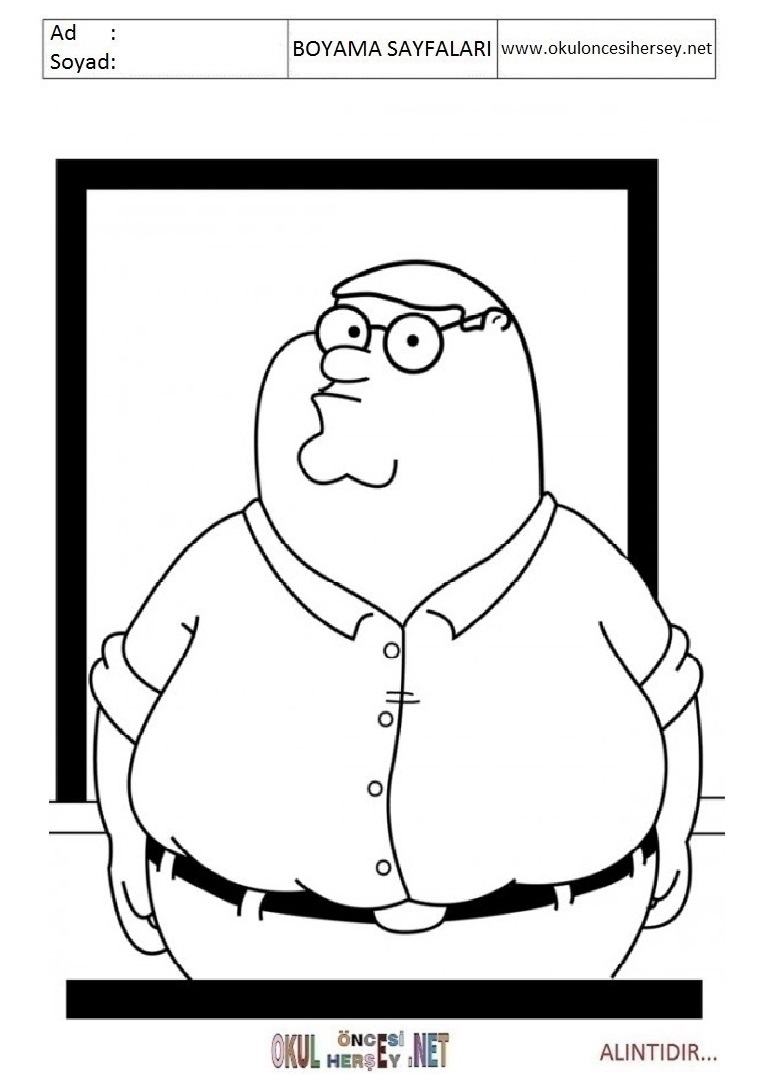 Çocuklar İçin Family Guy Boyama Sayfaları 