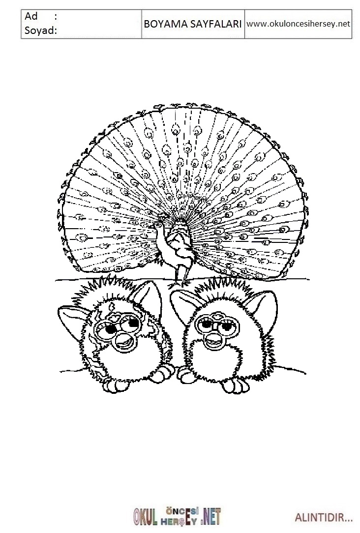 Çocuklar İçin Furby Boyama Sayfaları 