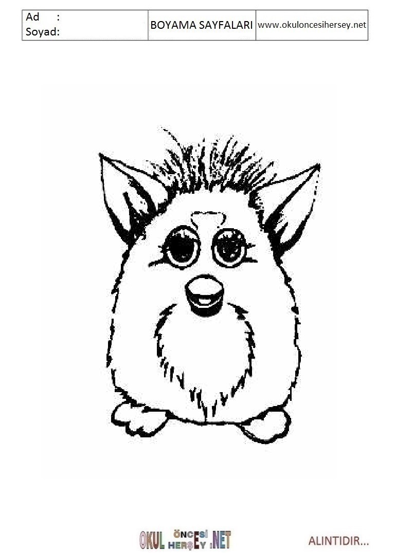 Çocuklar İçin Furby Boyama Sayfaları 