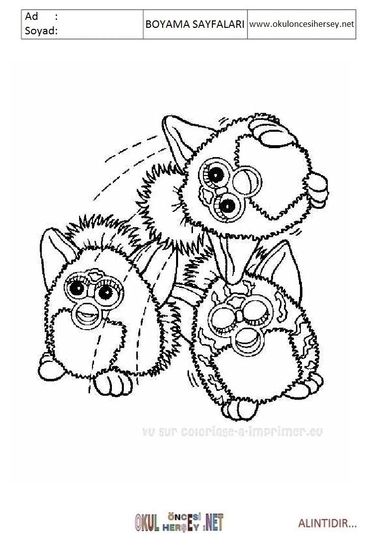 Çocuklar İçin Furby Boyama Sayfaları 