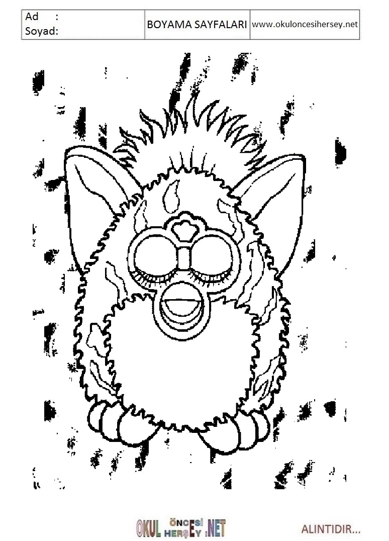Çocuklar İçin Furby Boyama Sayfaları 