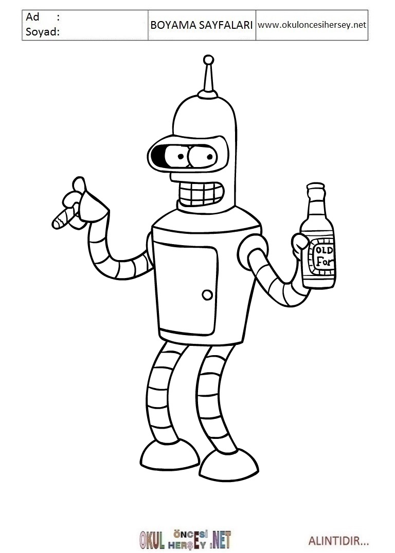 Çocuklar İçin Futurama Boyama Sayfaları 