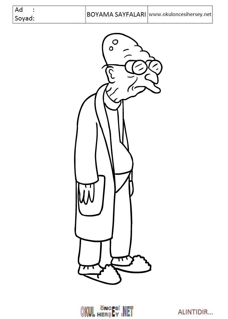 Çocuklar İçin Futurama Boyama Sayfaları 