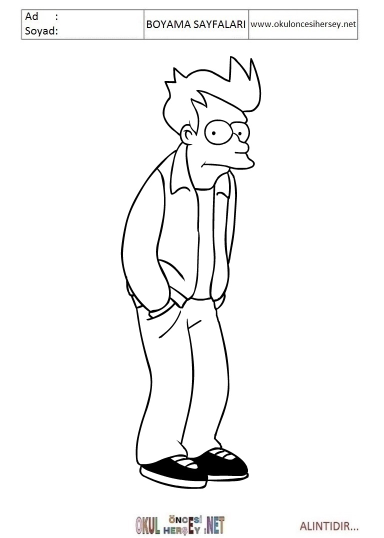 Çocuklar İçin Futurama Boyama Sayfaları 