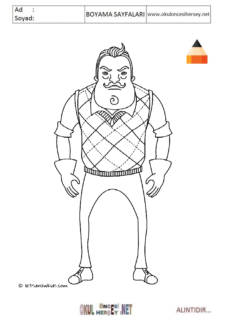 Çocuklar İçin Hello Neighbor Boyama Sayfaları 