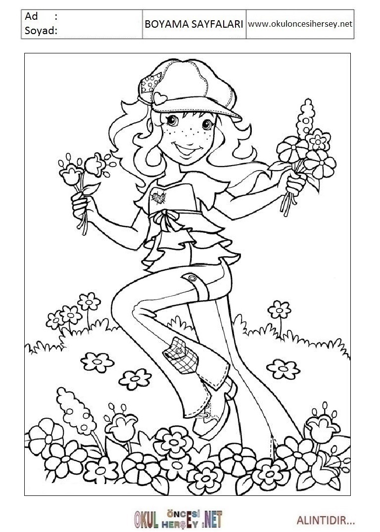 Çocuklar İçin Holly Hobbie Boyama Sayfaları 
