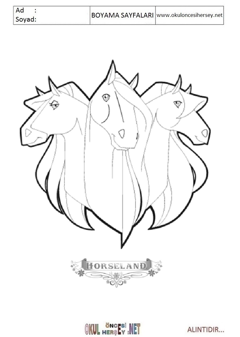 Çocuklar İçin Horseland Boyama Sayfaları 