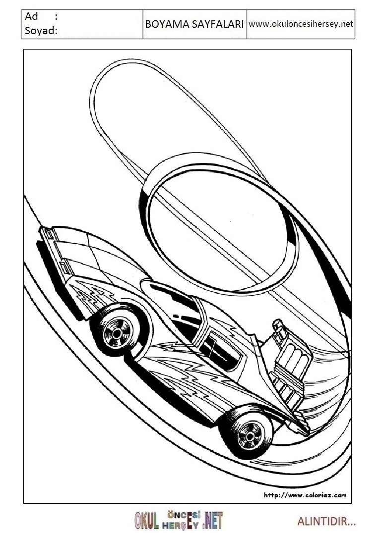 Çocuklar İçin Hot Wheels Boyama Sayfaları 