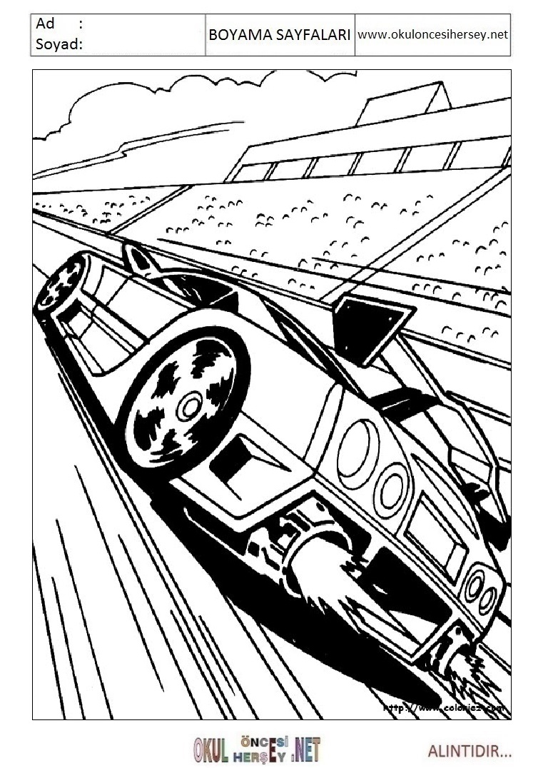 Çocuklar İçin Hot Wheels Boyama Sayfaları 