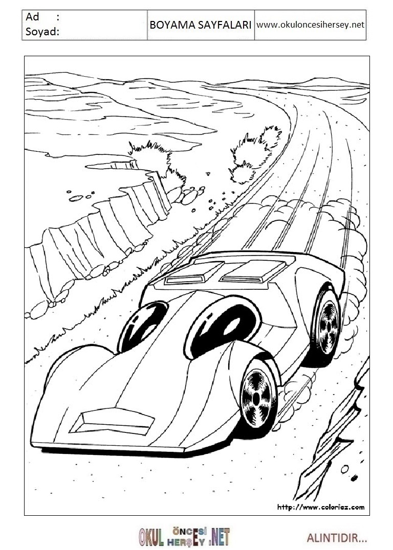 Çocuklar İçin Hot Wheels Boyama Sayfaları 