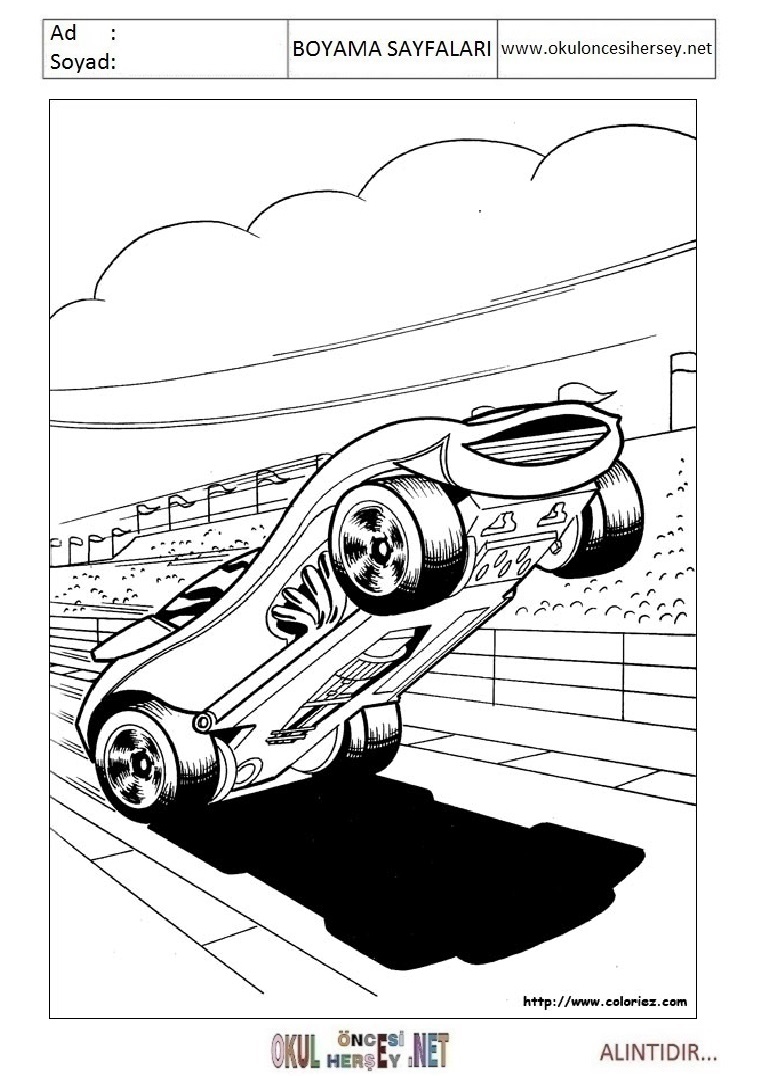 Çocuklar İçin Hot Wheels Boyama Sayfaları 