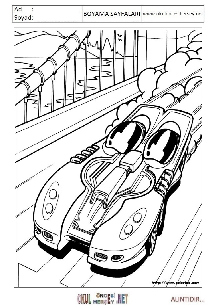 Çocuklar İçin Hot Wheels Boyama Sayfaları 