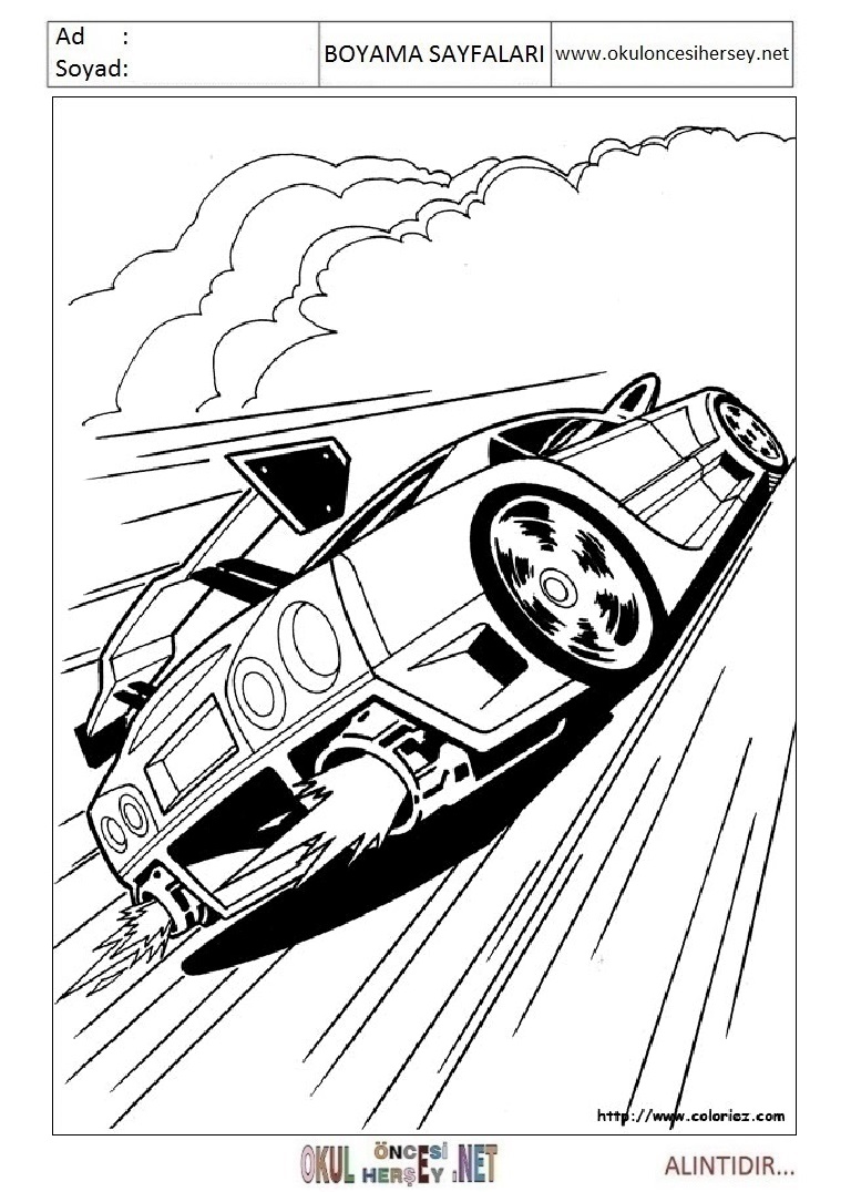 Çocuklar İçin Hot Wheels Boyama Sayfaları 