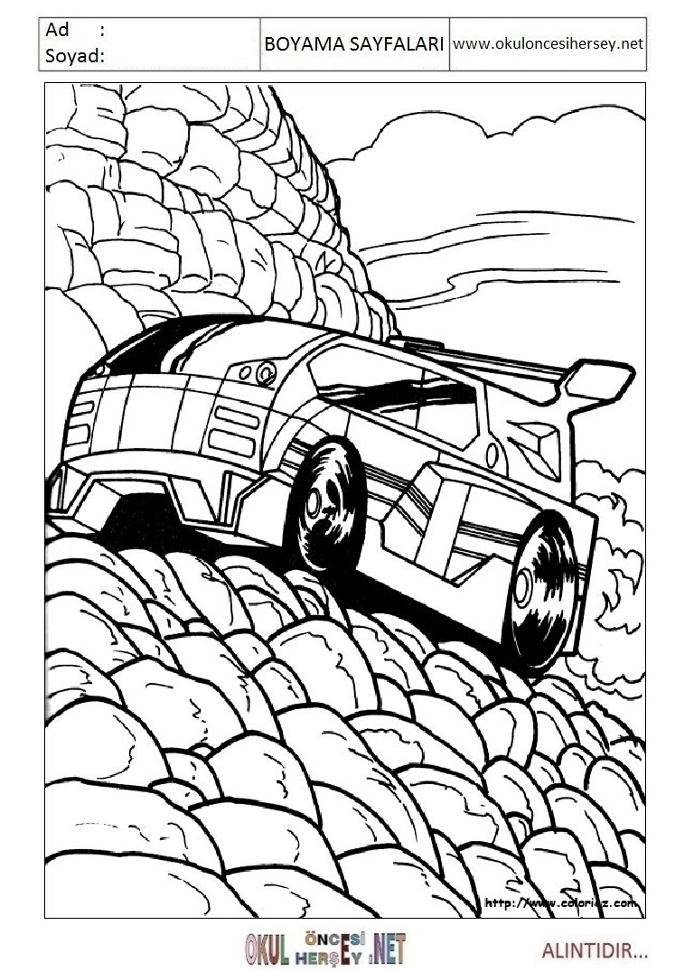 Çocuklar İçin Hot Wheels Boyama Sayfaları 
