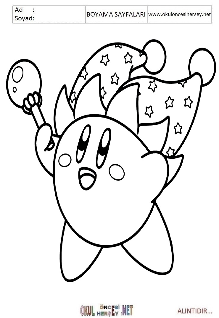 Çocuklar İçin Kirby Boyama Sayfaları 