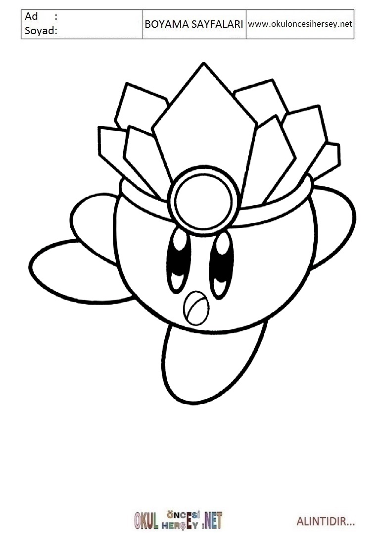 Çocuklar İçin Kirby Boyama Sayfaları 