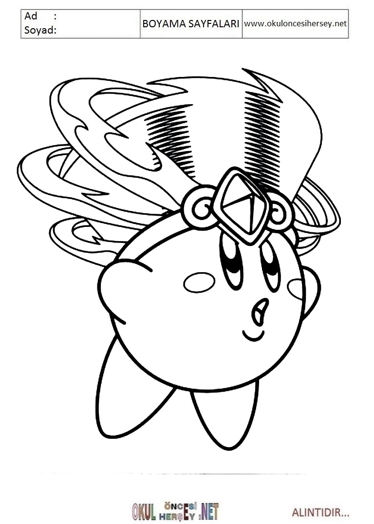 Çocuklar İçin Kirby Boyama Sayfaları 