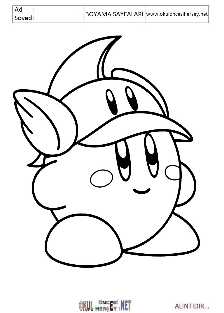 Çocuklar İçin Kirby Boyama Sayfaları 