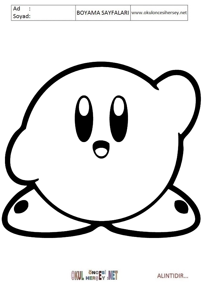 Çocuklar İçin Kirby Boyama Sayfaları 
