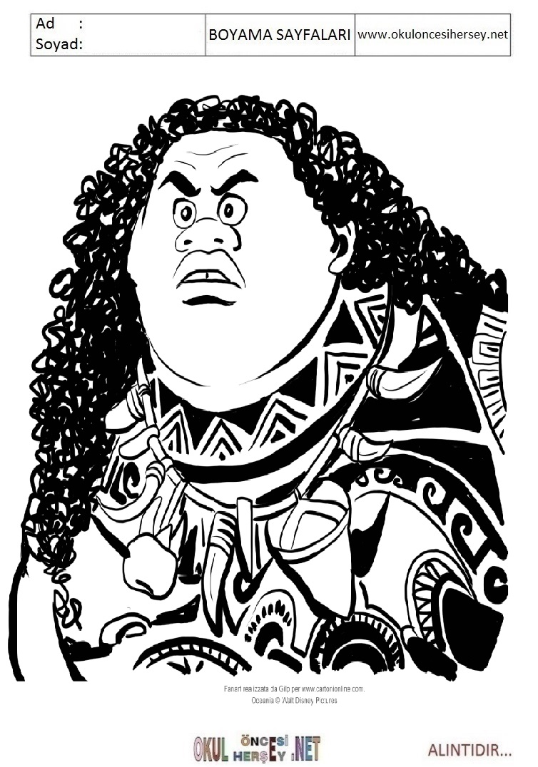 Çocuklar İçin Moana Boyama Sayfaları 