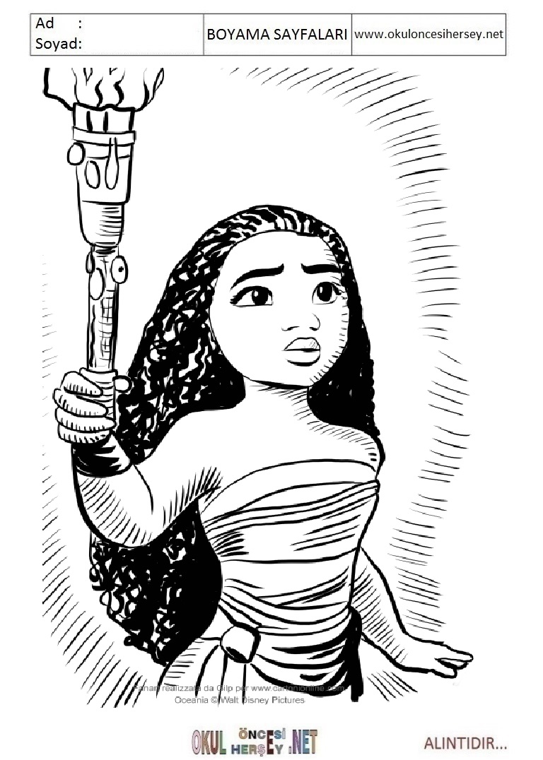 Çocuklar İçin Moana Boyama Sayfaları 