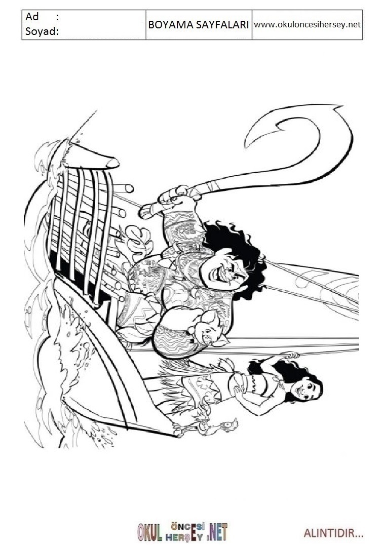 Çocuklar İçin Moana Boyama Sayfaları 