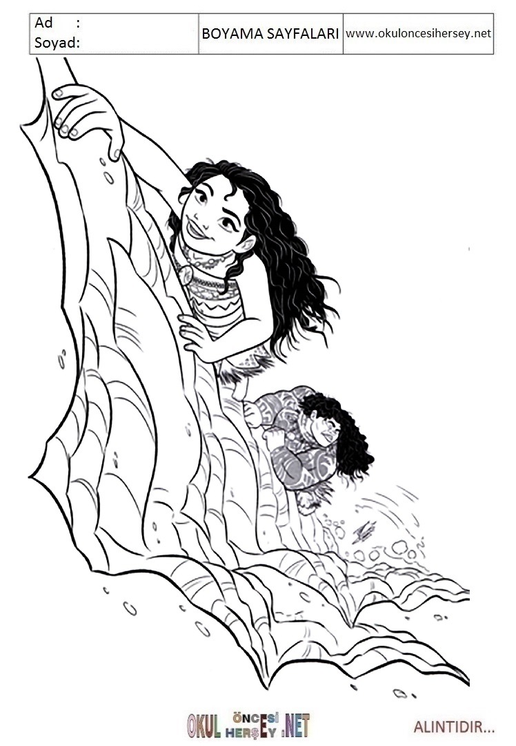 Çocuklar İçin Moana Boyama Sayfaları 