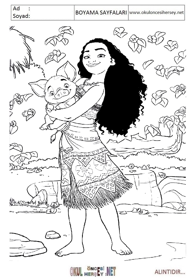 Çocuklar İçin Moana Boyama Sayfaları 